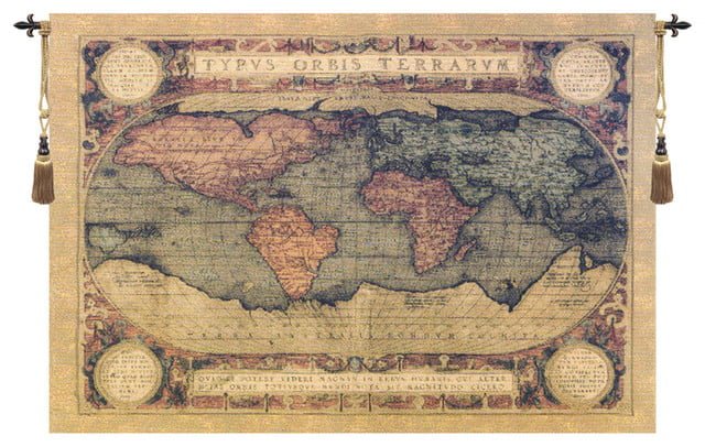 Antique world map tapestry