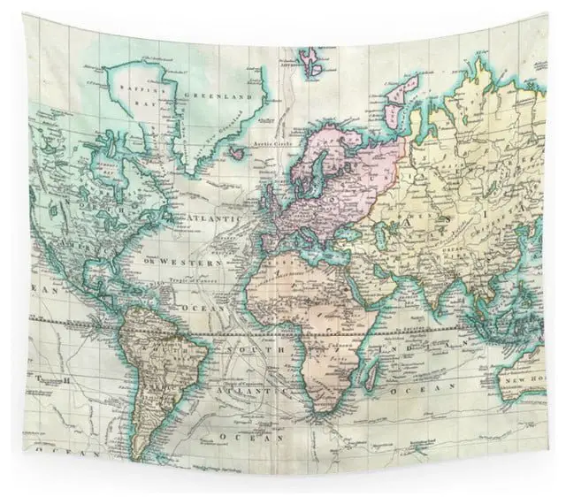 Large world map tapestry