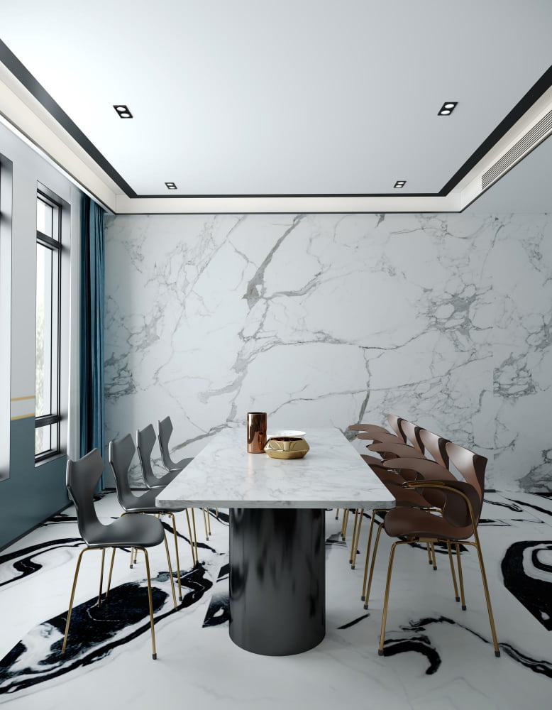 Marble Wall in the Dining Area