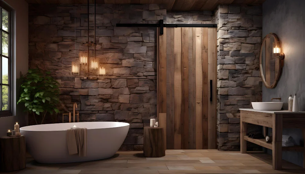 Stone Accent Wall in the Bathroom
