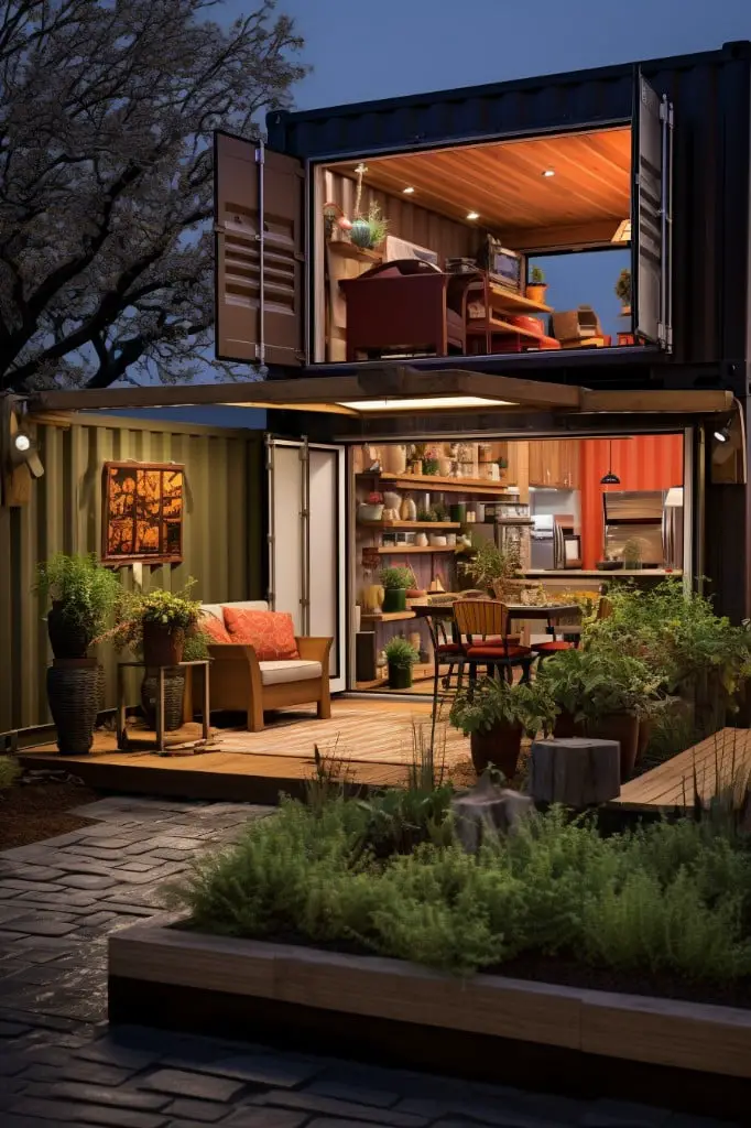 attach an outdoor garden or patio to the container garage