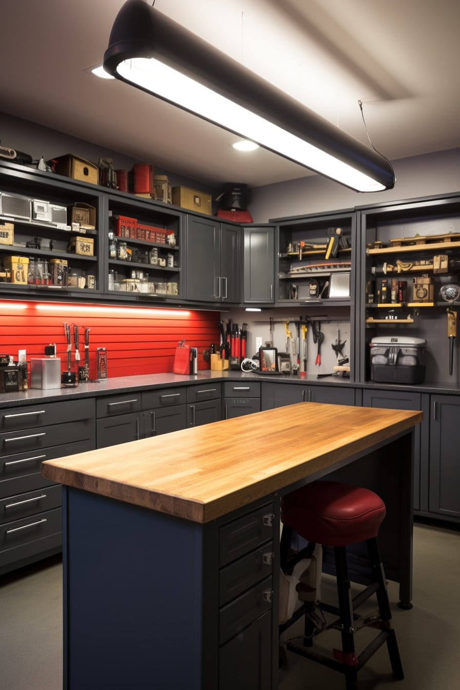 cabinets with built in workbench
