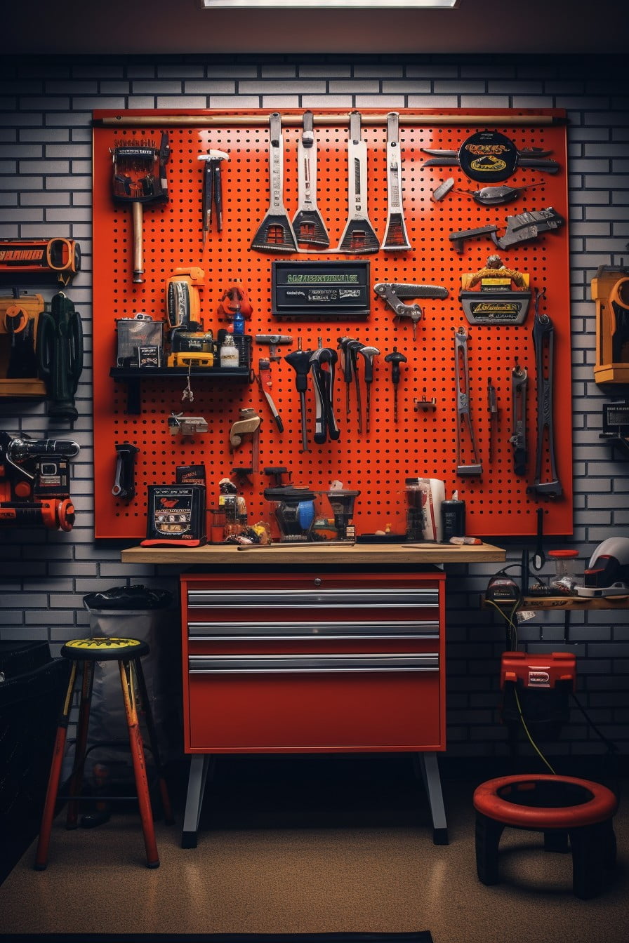 car maintenance themed pegboard