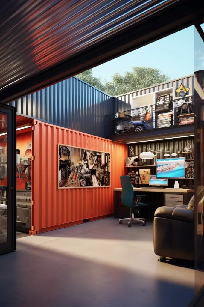 container garage with an integrated office space