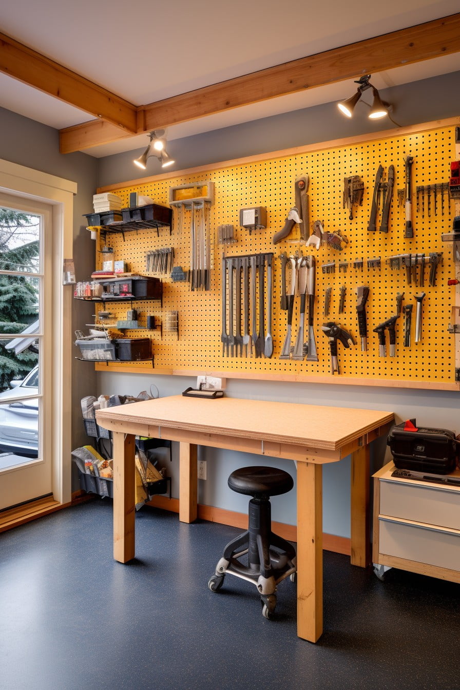 corner pegboard for maximizing space