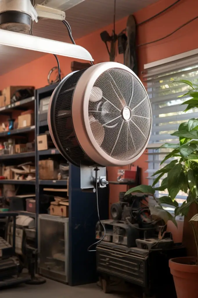 garage fan with air filter for dust control