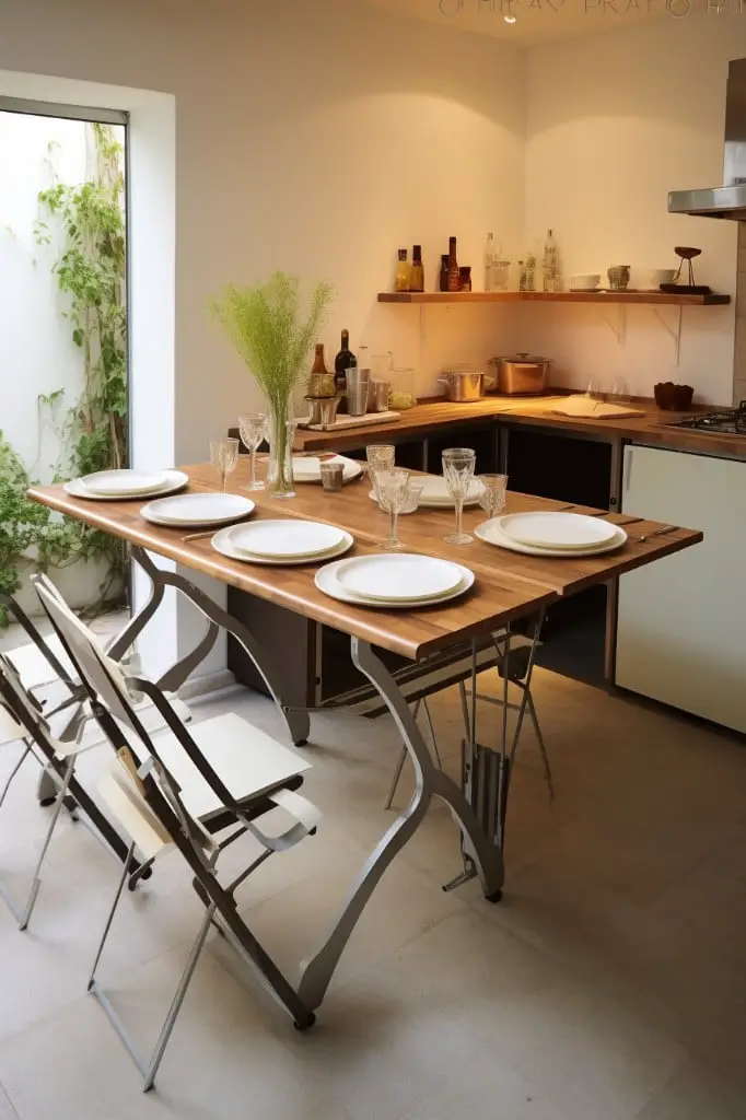 install a space saving fold up dining table