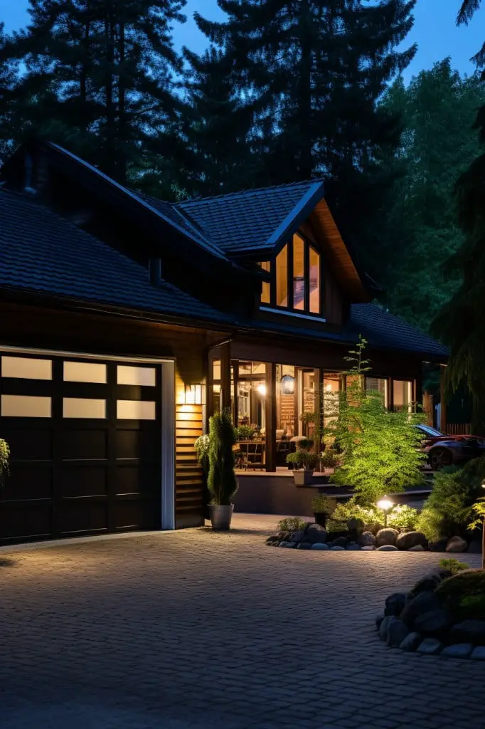 landscape lighting around the garage