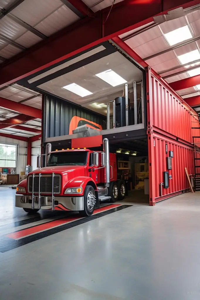 line containers to create a spacious rv sized garage
