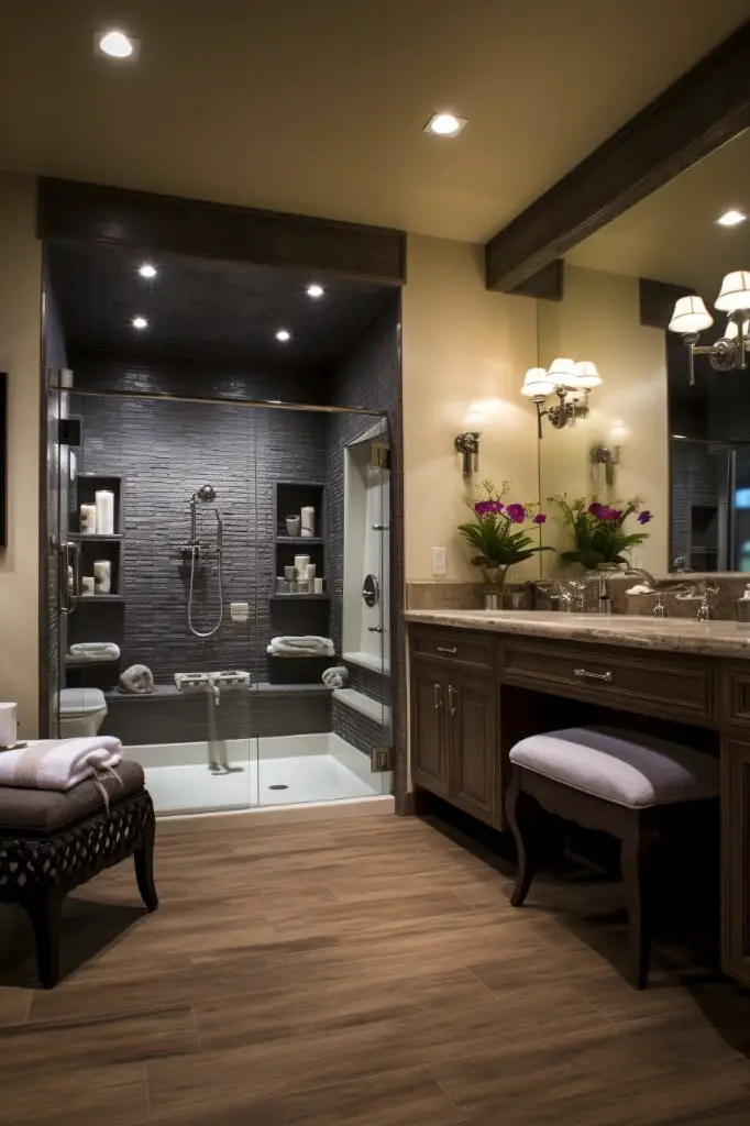 luxury bathroom with spa features