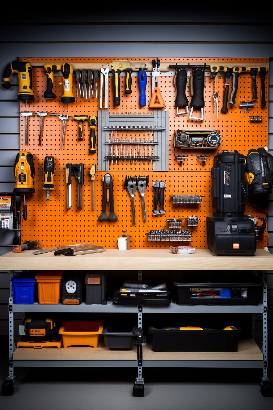 multilevel pegboard for larger and smaller tools