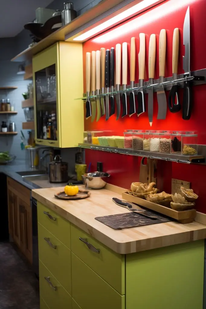 opt for a magnetic knife strip to save counter space