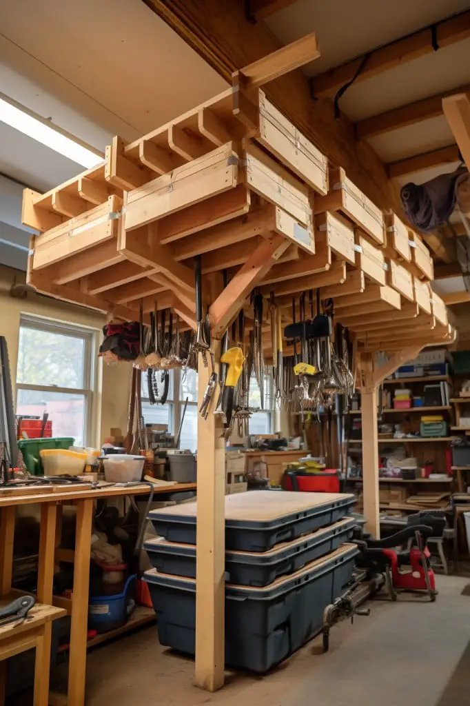 overhead lumber storage rack
