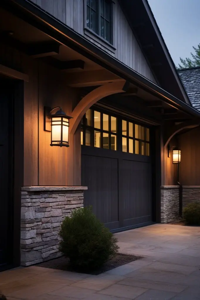 sconce lighting either side of garage door