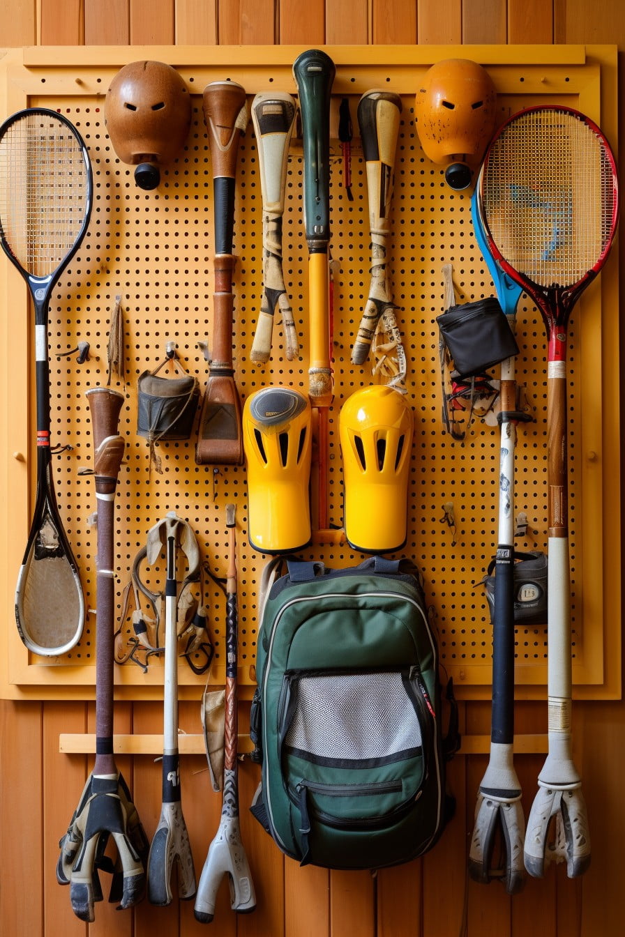 sporting equipment dedicated pegboard