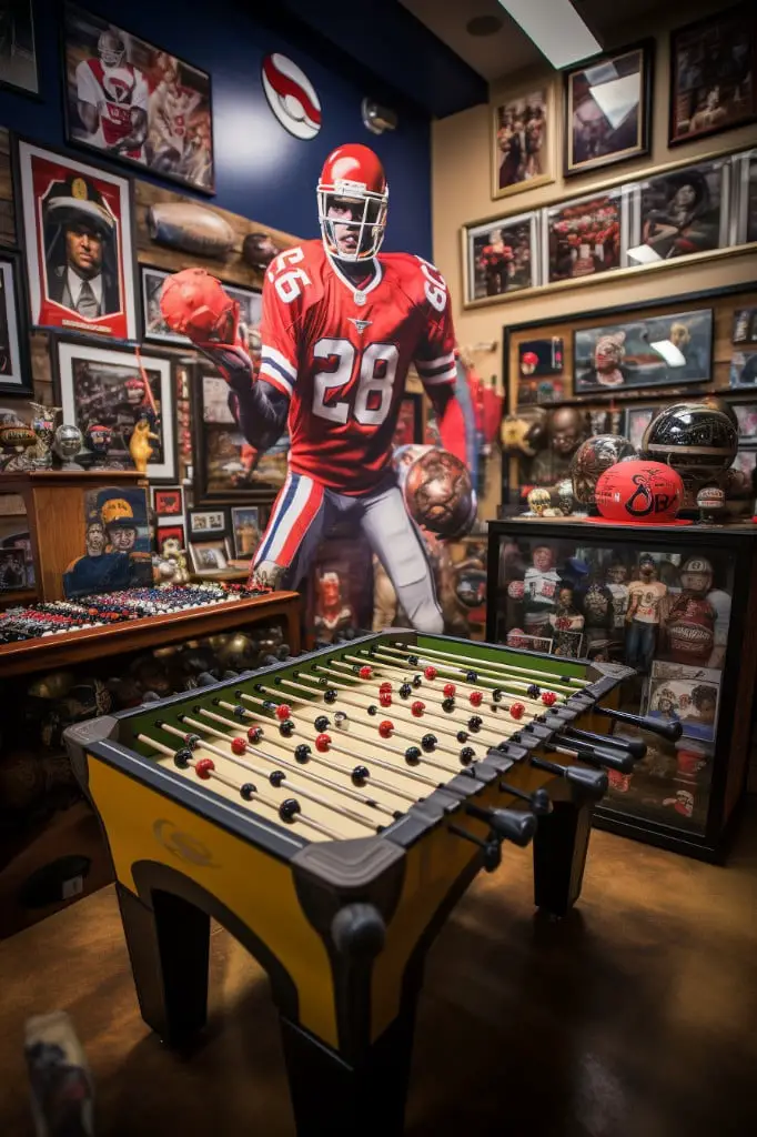 sports memorabilia display