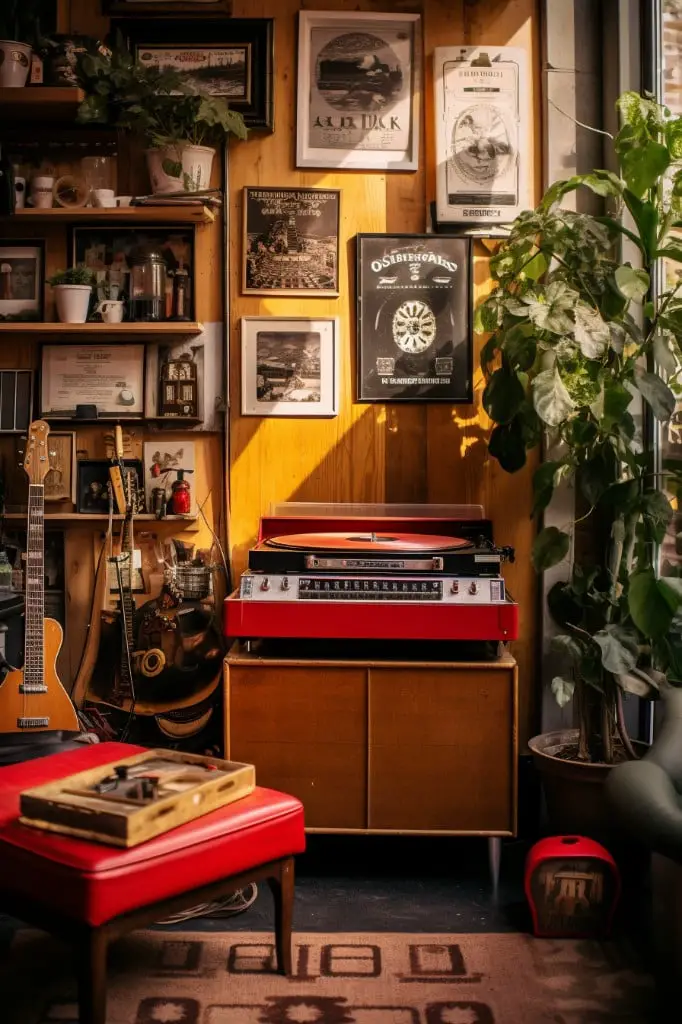 vintage record player corner