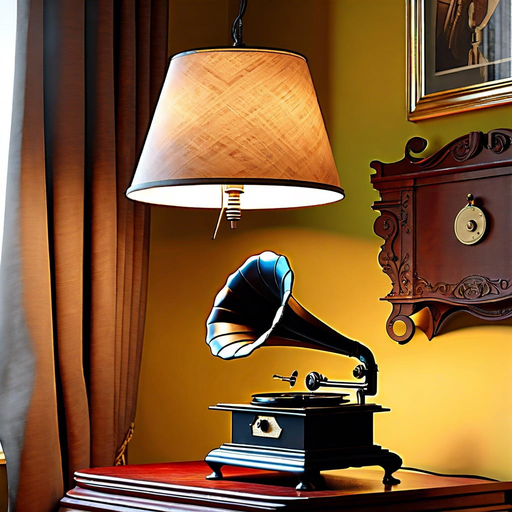 antiquated gramophone as lamp stand