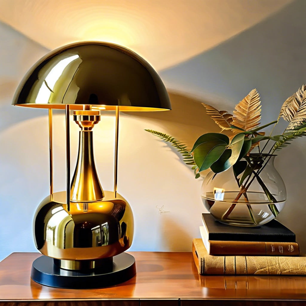 brass domed mid century table lamp