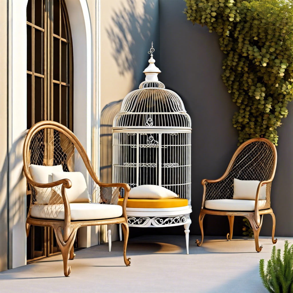 classic birdcage as outdoor decor