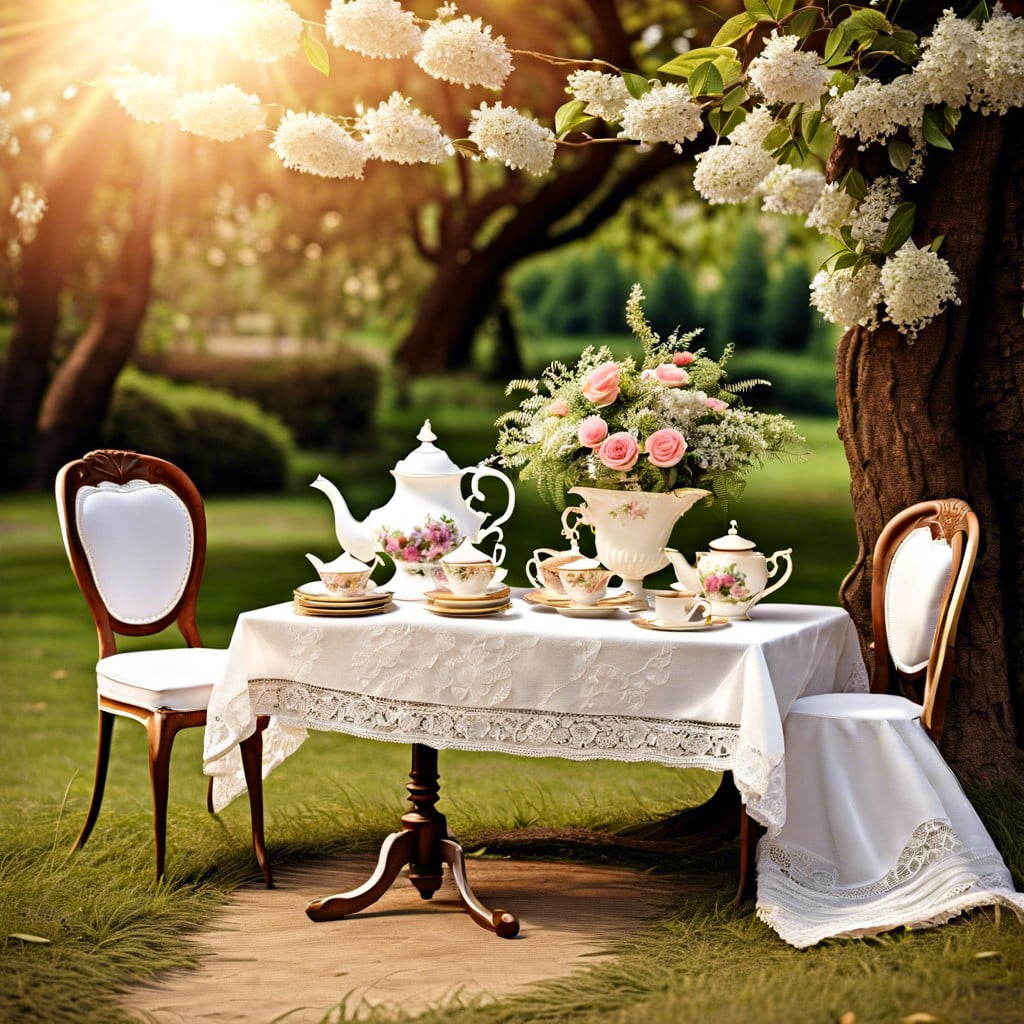 classic outdoor tea party setup