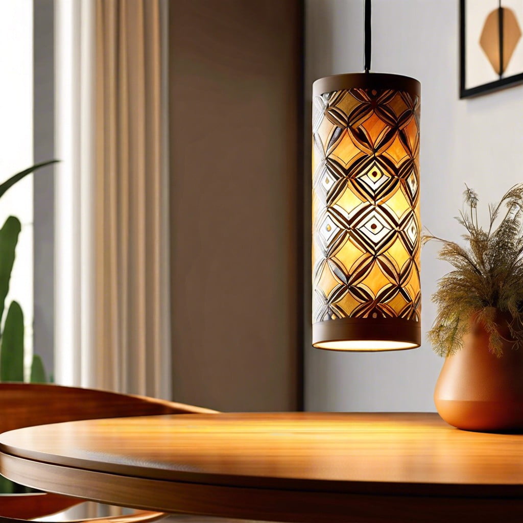cylindrical pendant lamps in patterns
