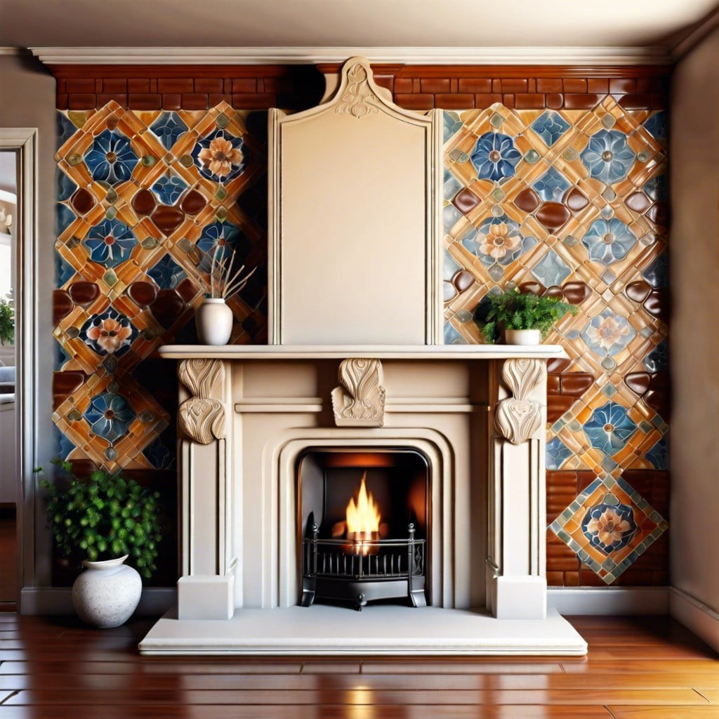 fireplace with handmade ceramic tiles
