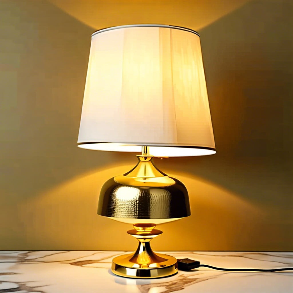 gold tasseled mid century table lamp