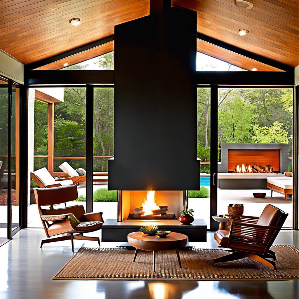indooroutdoor mid century fireplace concepts