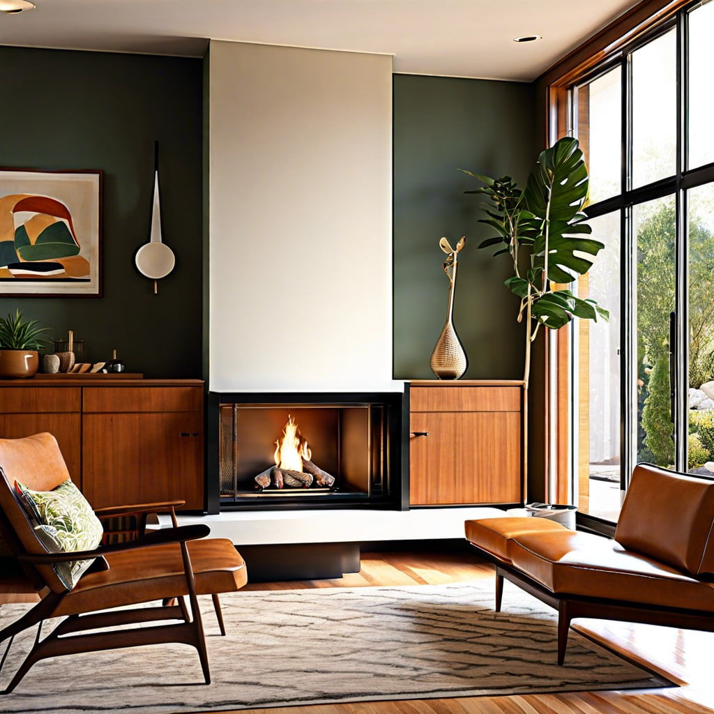mid century freestanding fireplace revival
