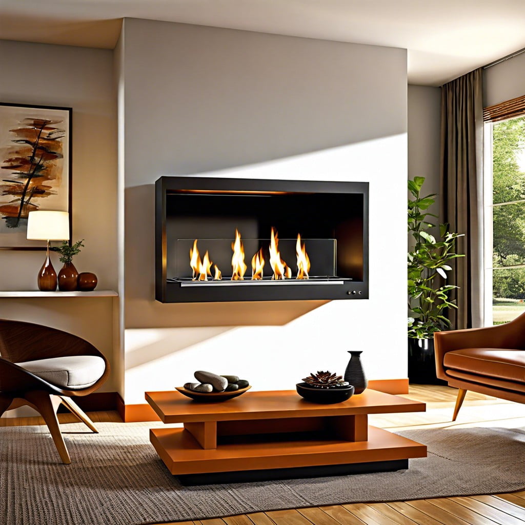 mid century modern bio ethanol fireplaces