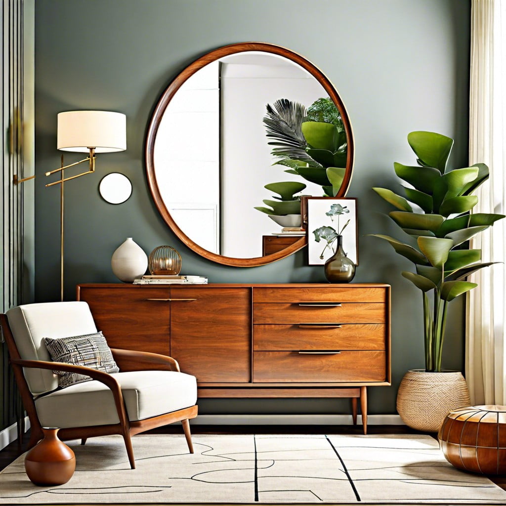 mid century modern wall art combined with mirrors