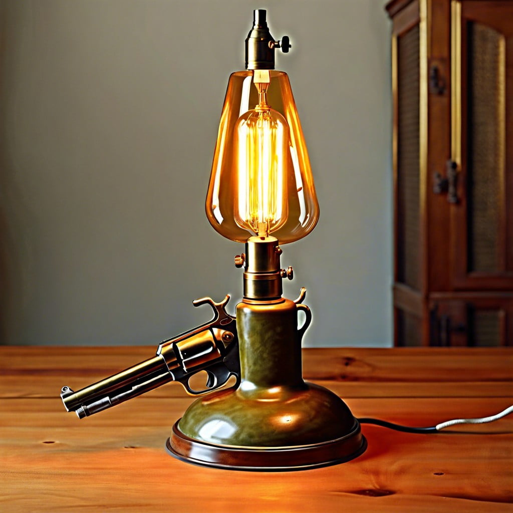 old gun turned lamp stand