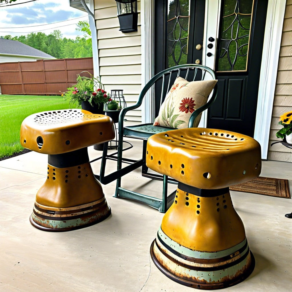 repurposed tractor seat stools