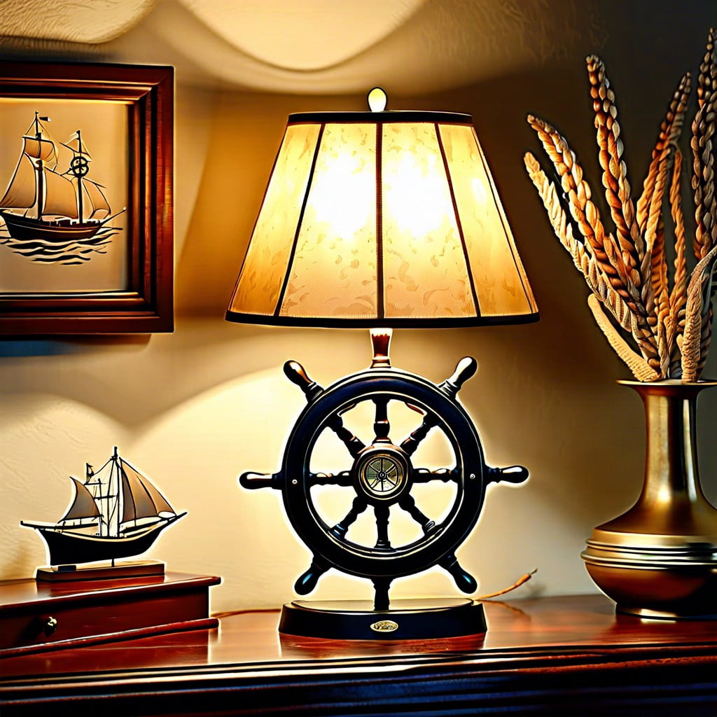 ship wheel nautical vintage lamp