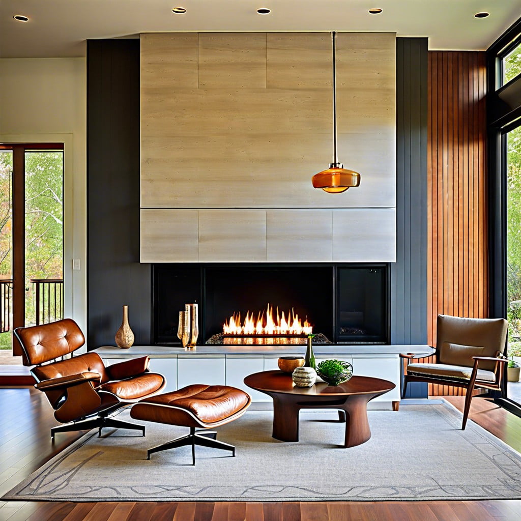 sleek linear fireplaces in mid century homes