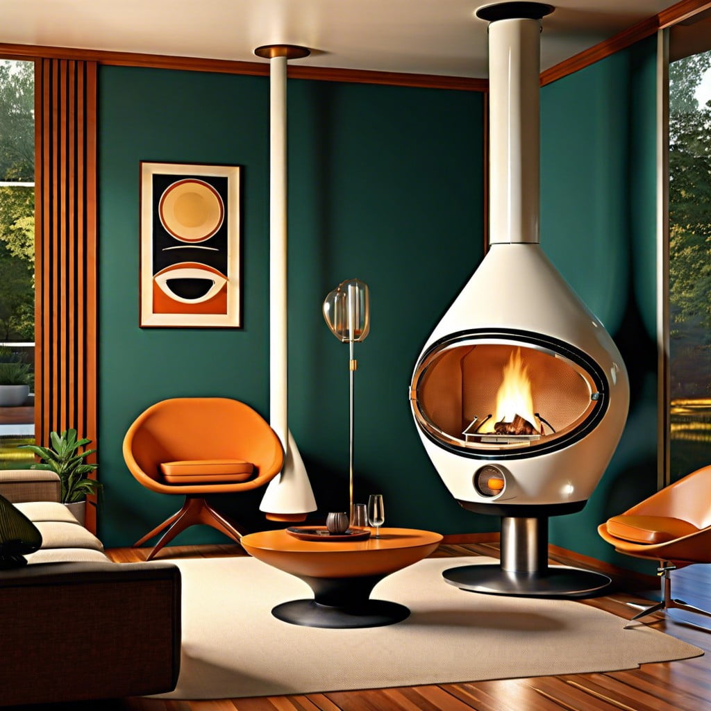 space age design in mid century fireplaces