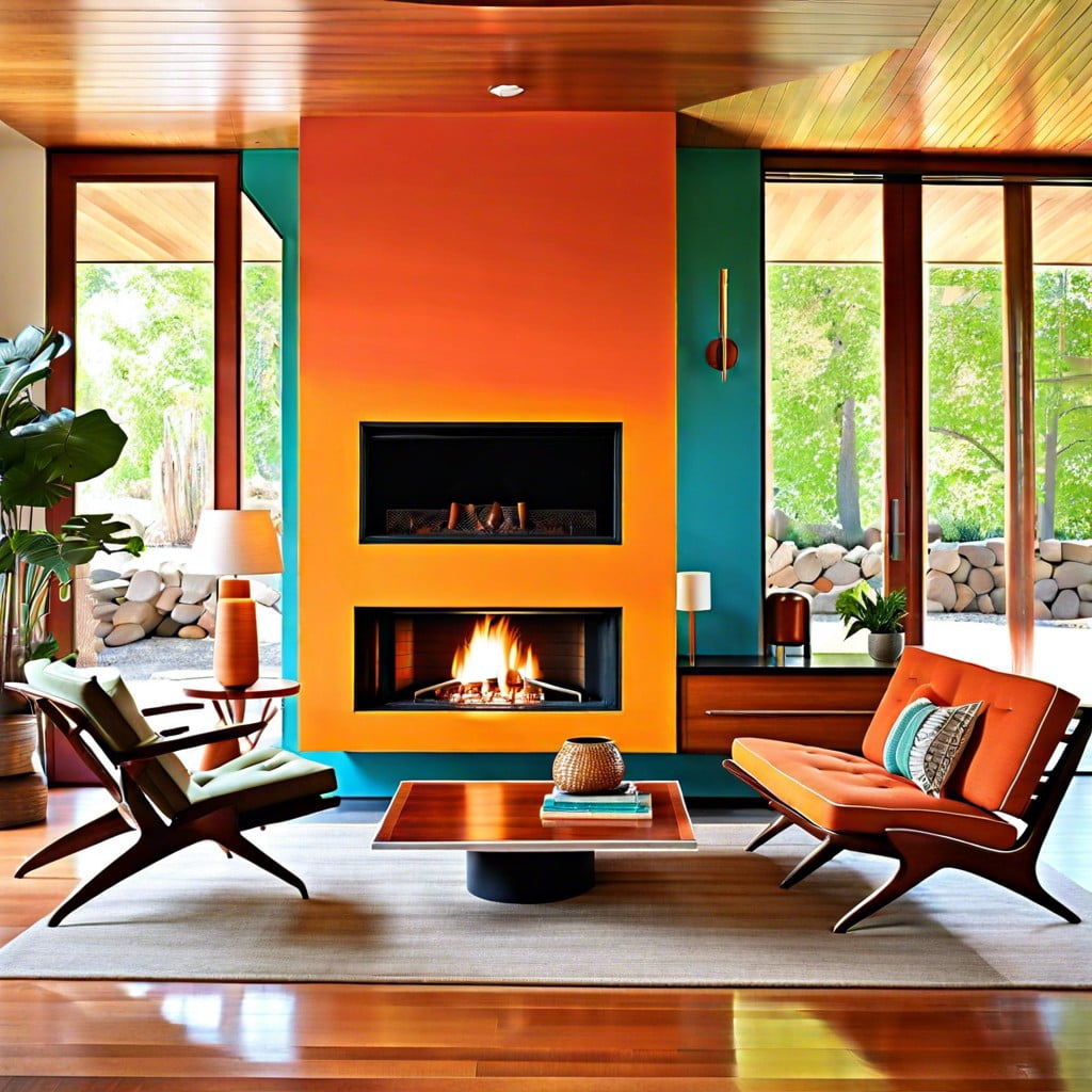 the impact of colorful mid century fireplaces