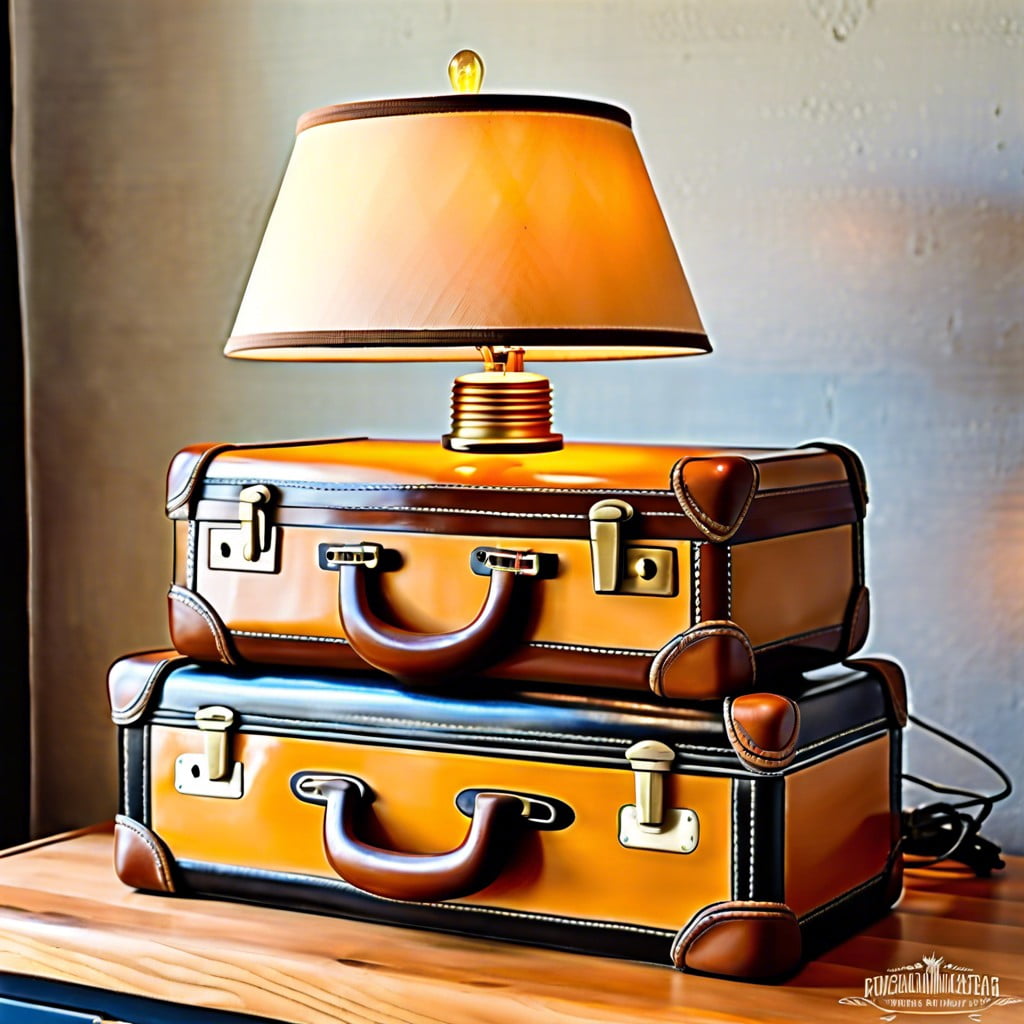 vintage suitcase stacked lamp base