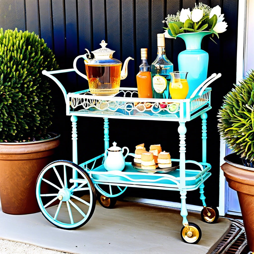 vintage tea cart turned bar cart