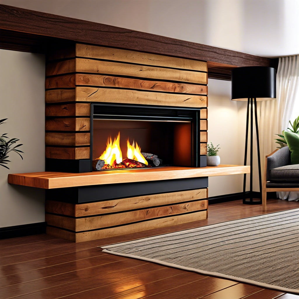 wooden beam fireplace