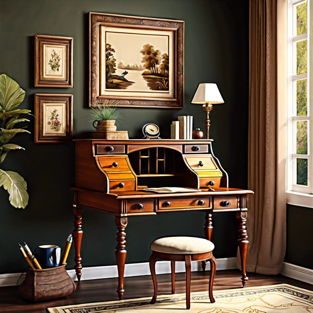 creating a vintage vibe decorating with antique writing desks
