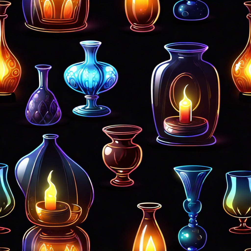 different types of glowing glass