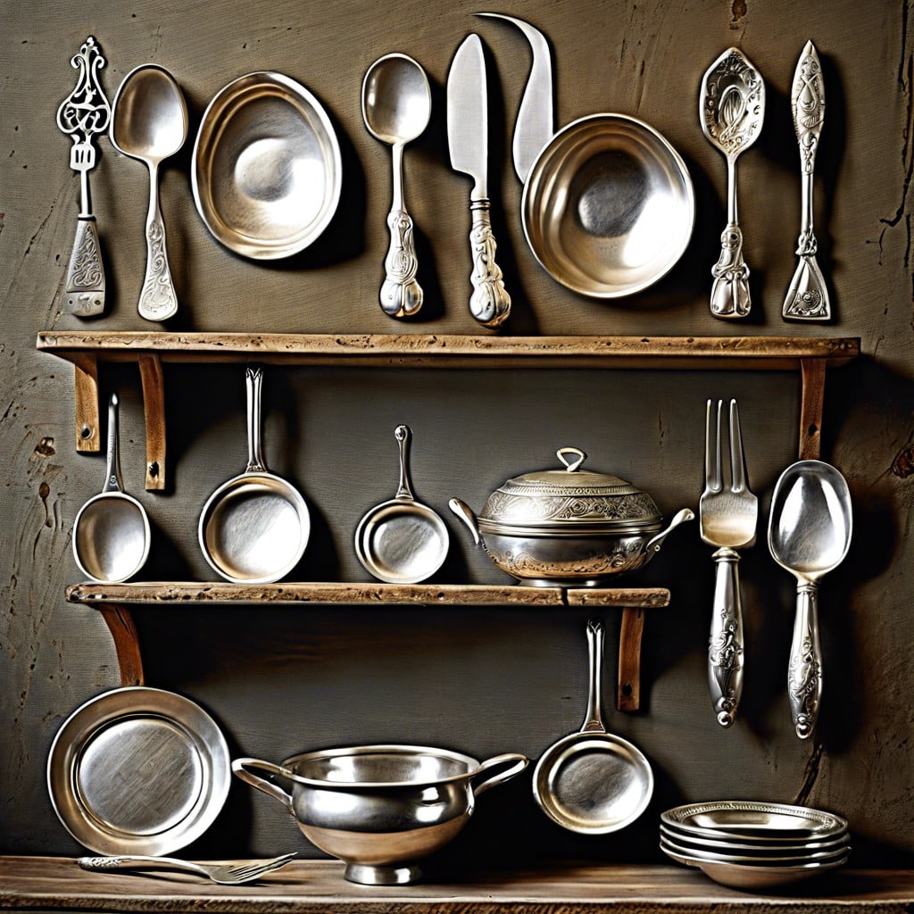 wall art with silver utensils