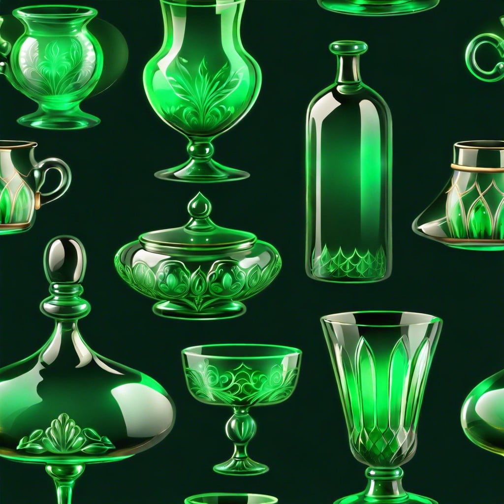 collecting vintage green glowing glass pieces