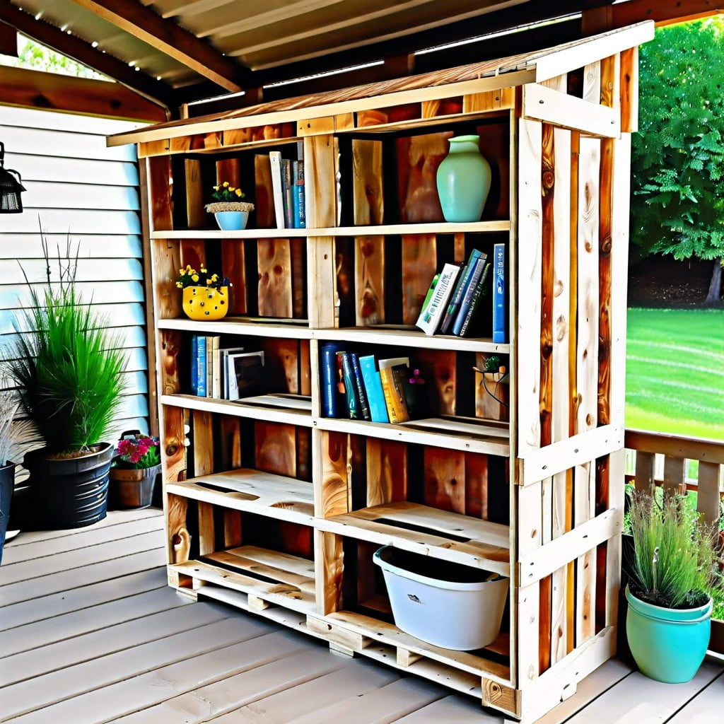diy bookcase pallet outdoor shed