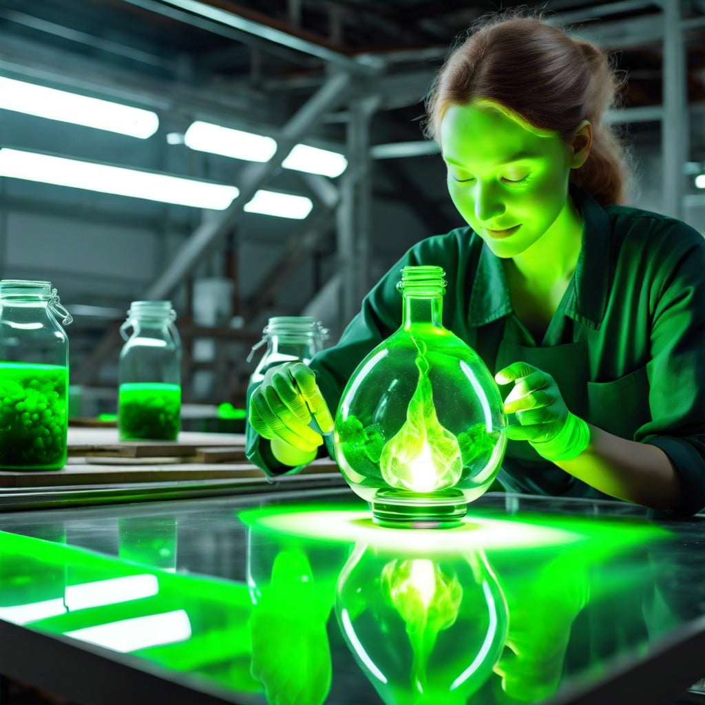 eco friendly techniques for producing green glowing glass