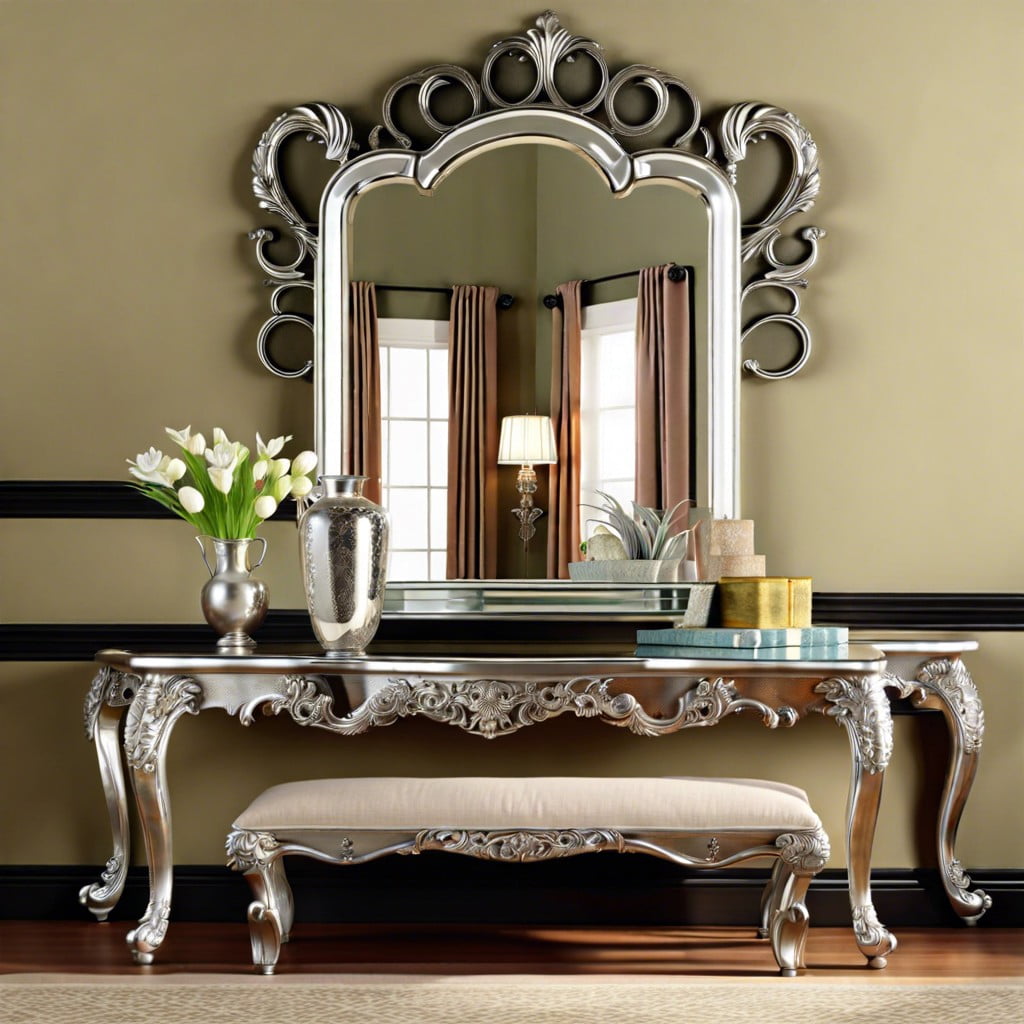 mixing and matching antique silver mirrors with different decor styles