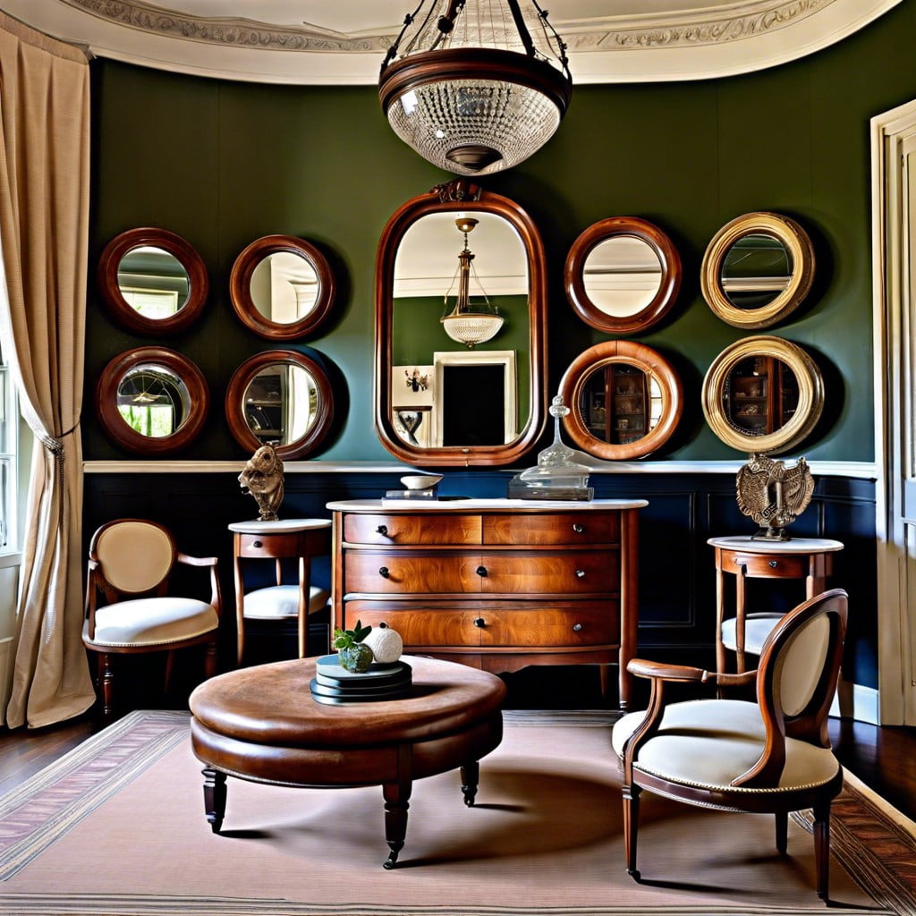 pairing antique furniture with vintage convex mirrors