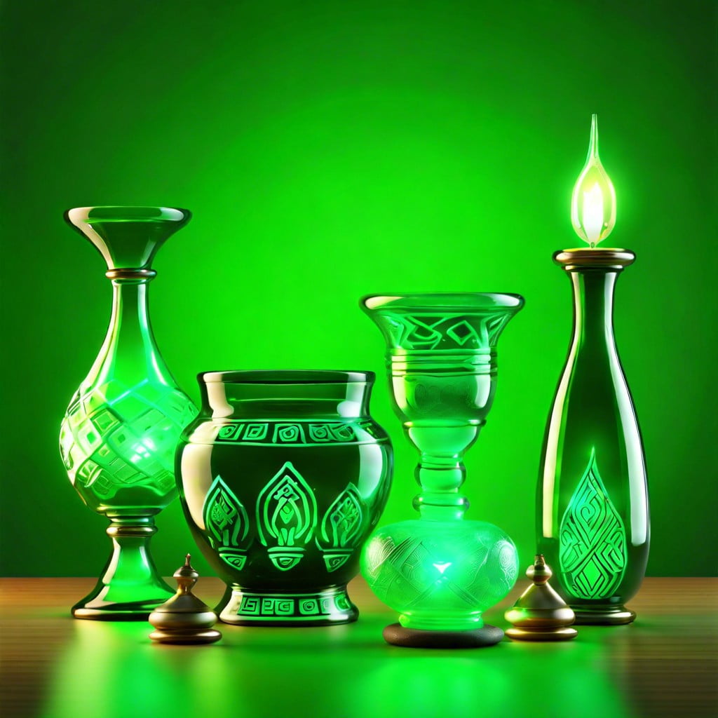 symbolism of green glowing glass in different cultures